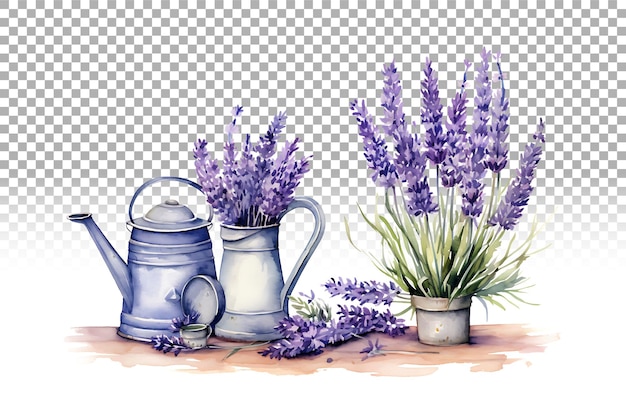 PSD aquarel lavender flower illustration farmhouse vintage style set voor rustic wedding design.