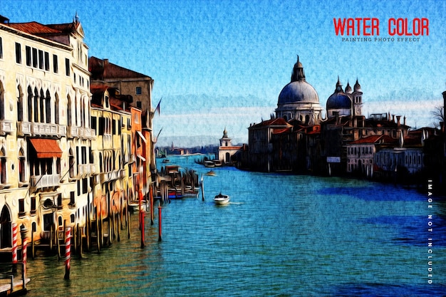 Aquarel schilderij foto effect premium PSD