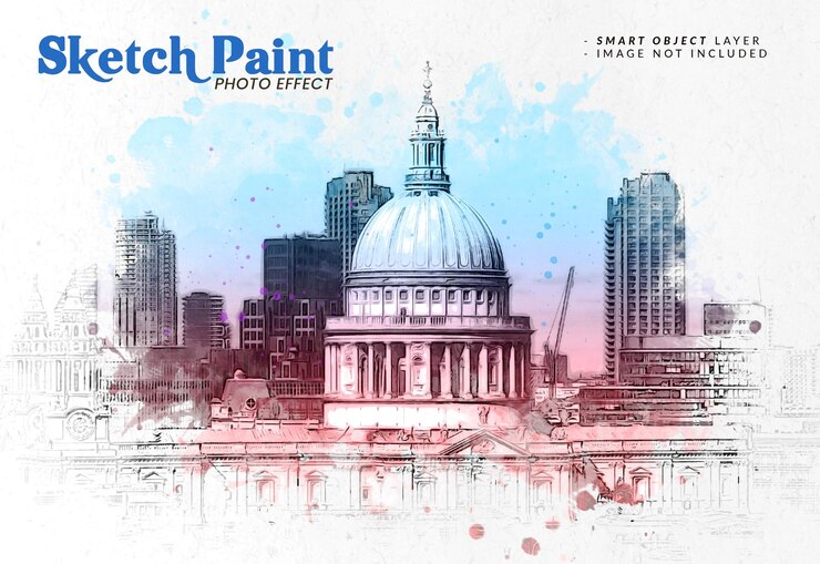 PSD aquarel schilderij schets foto-effect