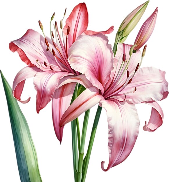 PSD aquarel schilderij van crinum lelie bloem