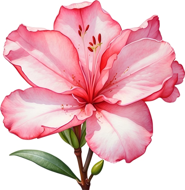 Aquarel schilderij van een azalea bloem