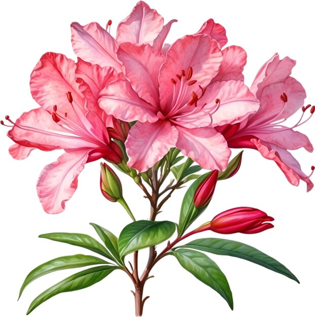 PSD aquarel schilderij van een azalea bloem