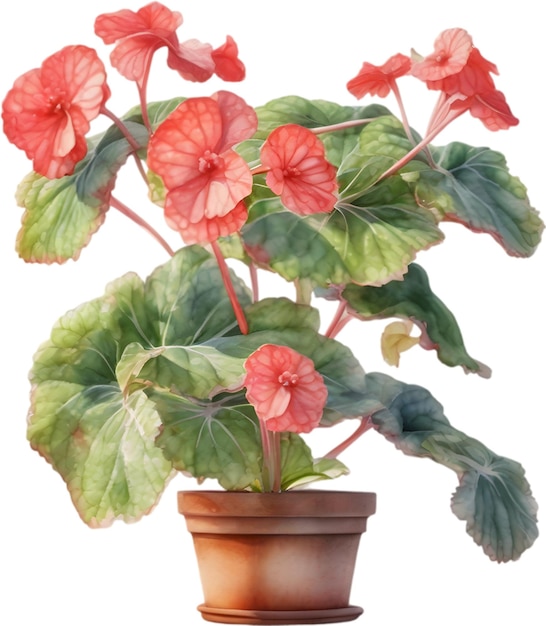 PSD aquarel schilderij van een rex begonia plant