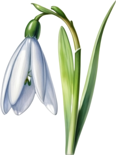 PSD aquarel schilderij van een snowdrop bloem