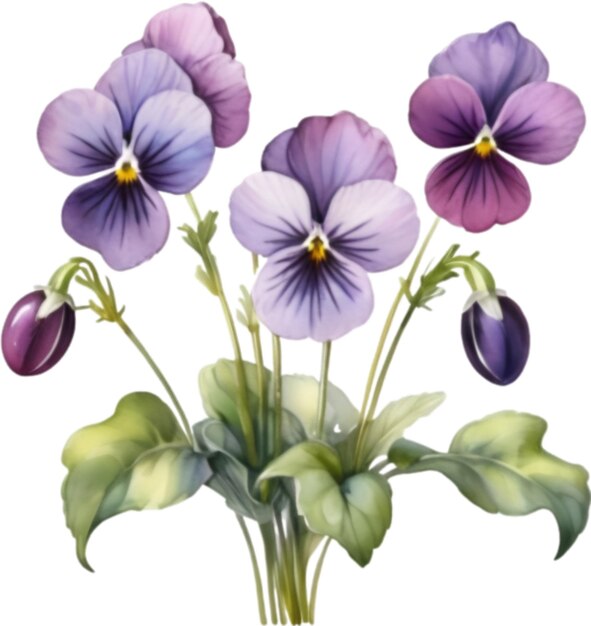 PSD aquarel schilderij van een viool bloem viola sororia bloem