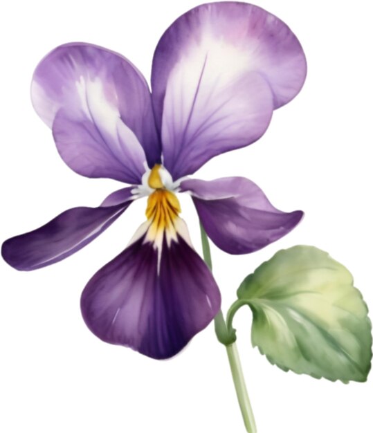 PSD aquarel schilderij van een viool bloem viola sororia bloem