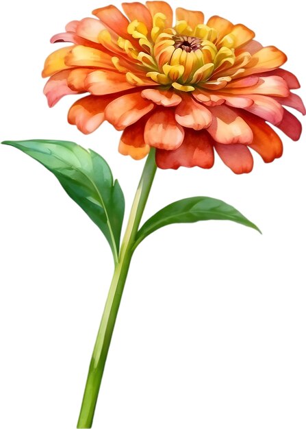 PSD aquarel schilderij van een zinnia bloem