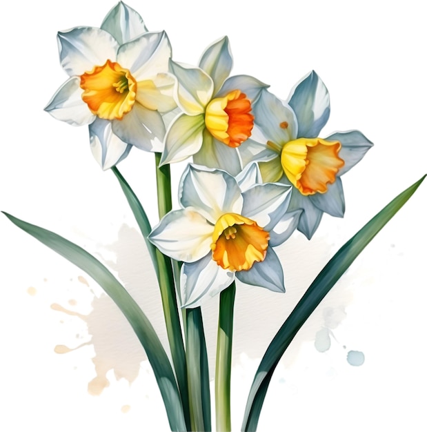 Aquarel schilderij van narcissus bloem