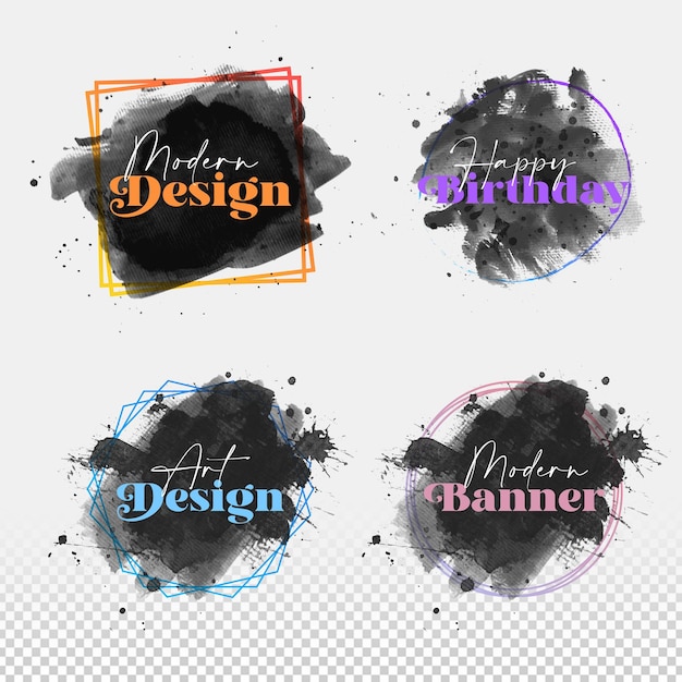 PSD aquarel spatten banner collectie vorm