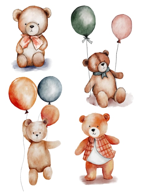 PSD aquarel teddybeer collectie