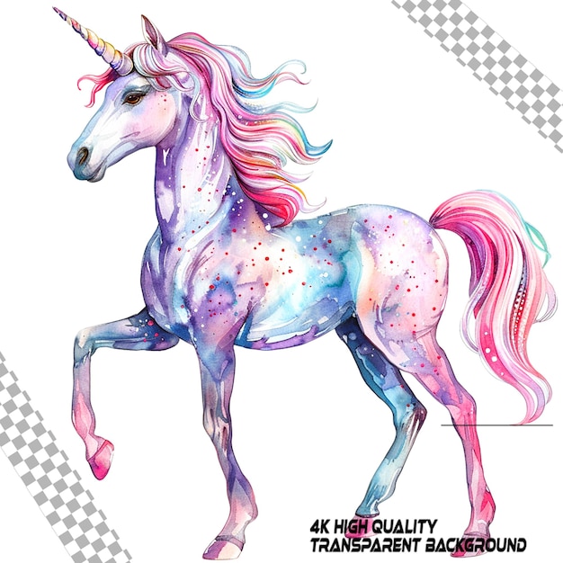 Aquarel Unicorn Clipart witte achtergrond op doorzichtige achtergrond