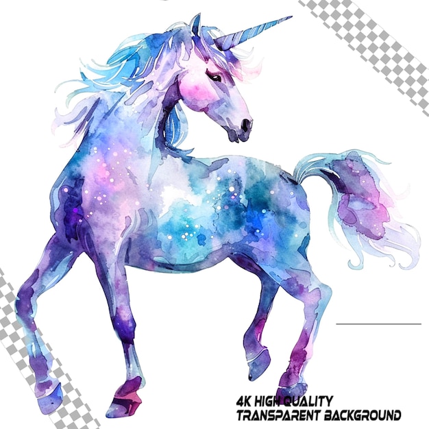 Aquarel Unicorn Clipart witte achtergrond op doorzichtige achtergrond