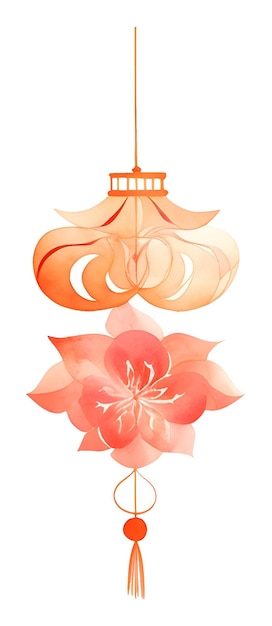 PSD aquarel vintage bloemenlantaarn met sierpatroon lichtlamp decoratie clipart element