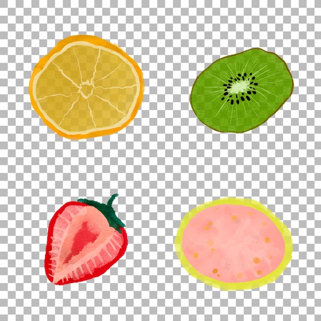 PSD aquarelillustratie van doormidden gesneden zuur fruit