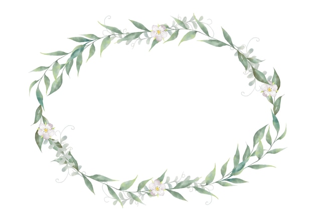 Aquarelle groene krans op witte achtergrond