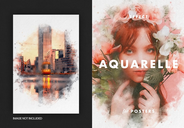 Aquarelle kunst met spatten foto-effect voor posters