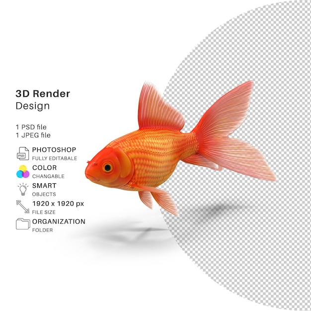 Aquarium tank gold fish 3d rendered model