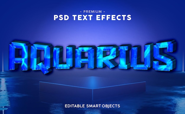 Aquarius PSD text effect easy to edit smart object replacement