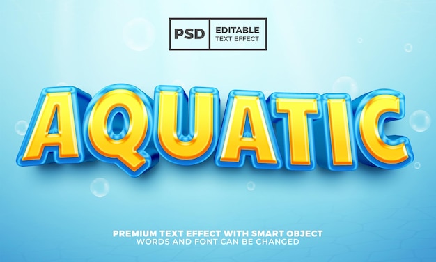 Aquatic Cartoon 3d Edytowalny Efekt Tekstowy Premium Psd