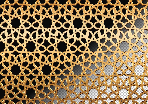 PSD arabesque golden pattern design isolated on transparent background