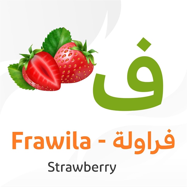 Alfabeto arabo impara le lettere arabe fragola in caratteri arabi