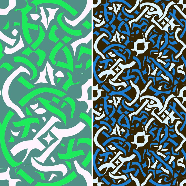 PSD arabic calligraphy pattern formed with intricate lines and a creative abstract geometric vector