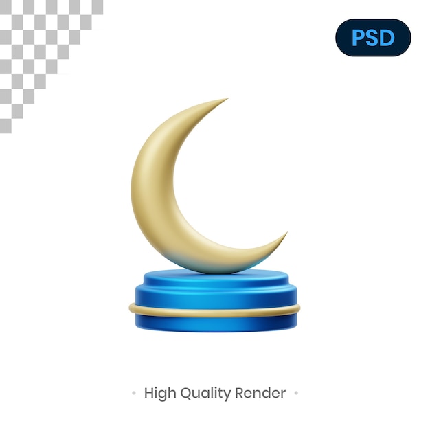 아랍어 초승달과 무대 3d 렌더링 그림 Premium Psd