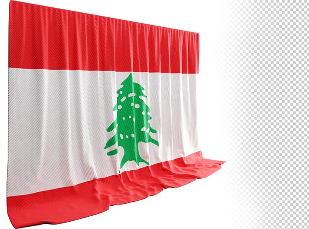 PSD arabic flag curtain in 3d rendering celebrating lebanon's resilience