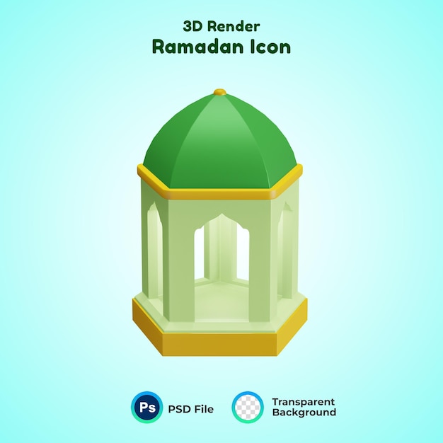 Arabic lantern ramadan lamp isolated 3d render illustration