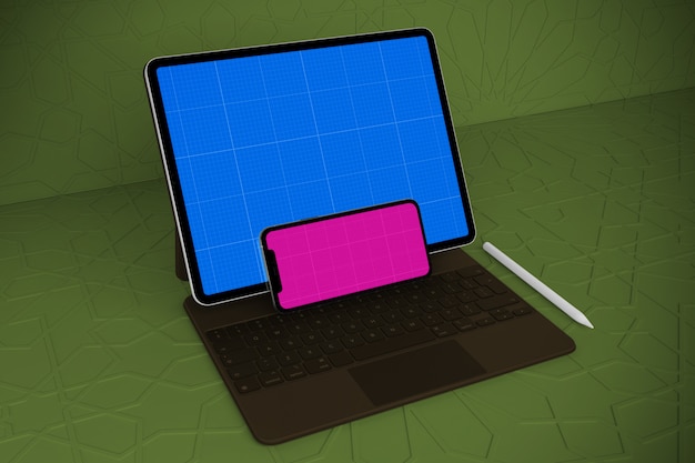 アラビア語のモバイルとタブレットのモックアップ