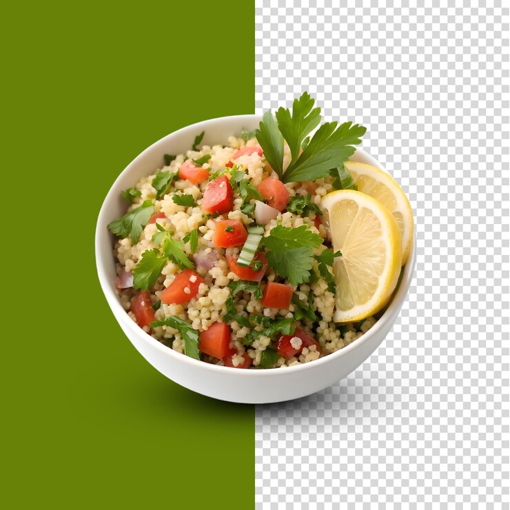 Arabic salad tabbouleh isolated background tabbouleh salad with lemon and parsley