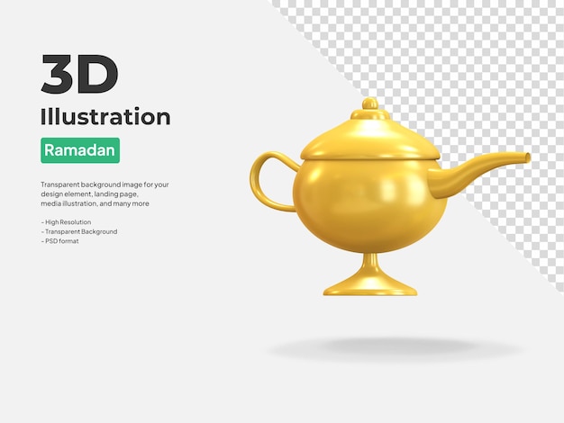 Illustrazione di rendering 3d dell'icona del ramadan della lampada tradizionale araba