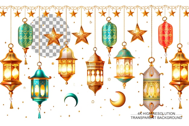 Lanterne orientali tradizionali arabe del ramadan kareem su sfondo trasparente