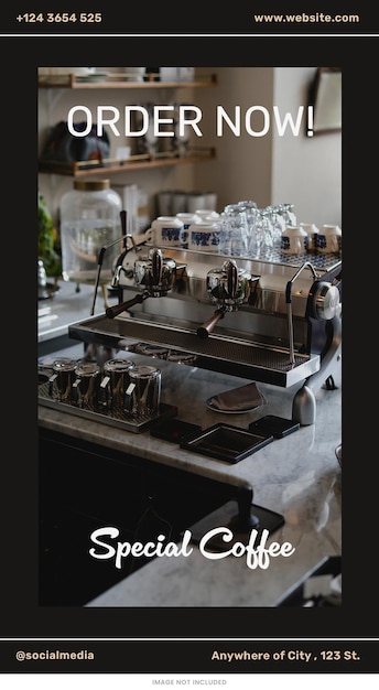 PSD arabica coffee instagram stories szablon psd design szablon układu kawiarni na tematyce mediów społecznościowych