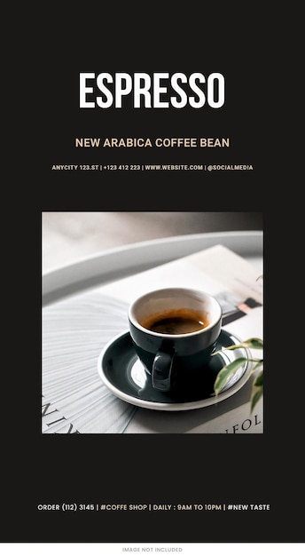 PSD arabica coffee instagram stories szablon psd design szablon układu kawiarni na tematyce mediów społecznościowych