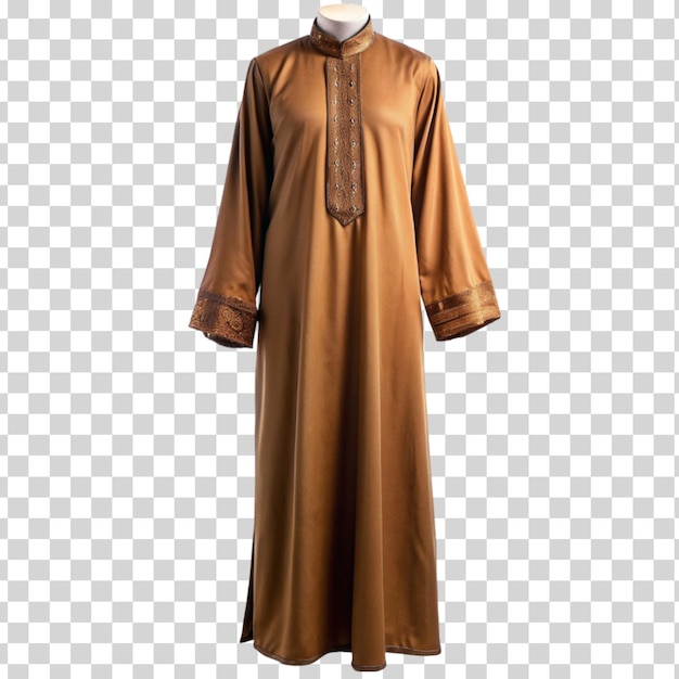 Arabische moslimvrouw in een stijlvolle abaya geïsoleerd op een doorzichtige achtergrond