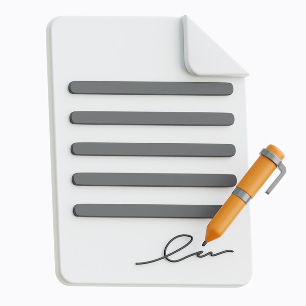 Arbeidscontract 3D-pictogram illustraties