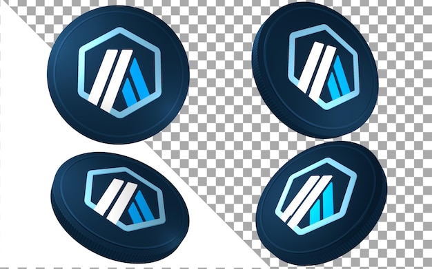 Arbrum 3d render illustratie munt token cryptocurrency logo icoon