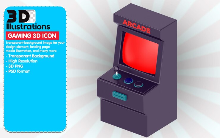 PSD arcade machine top icon 3d render illustration