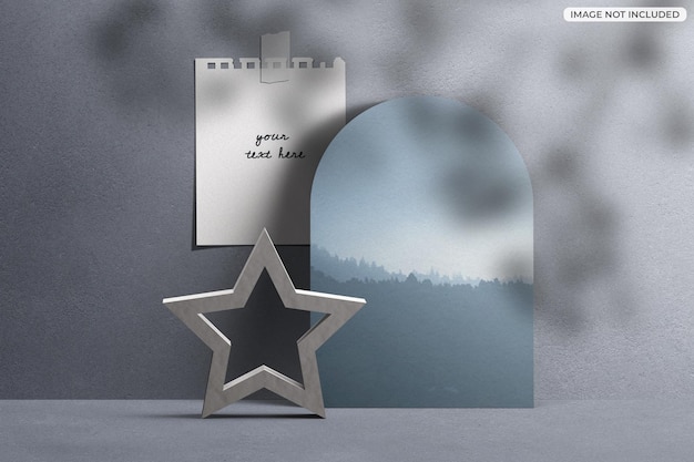 PSD arch flyer card paper photo frame note mockup mood board concept decoration shadow overlay isolated