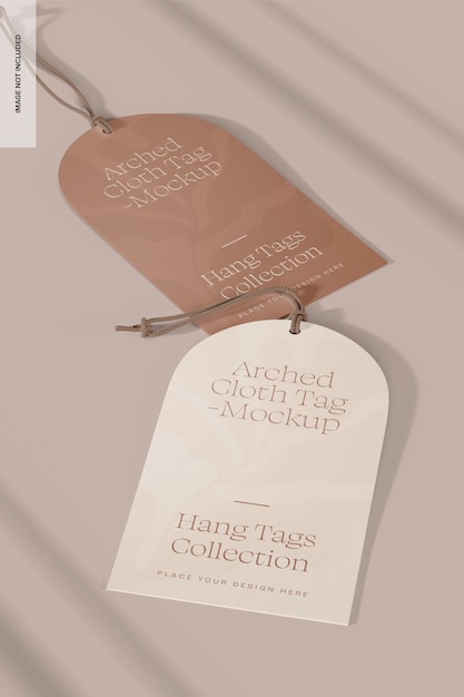 Arched cloth tags mockup