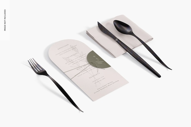 Arched wedding menu mockup, perspective