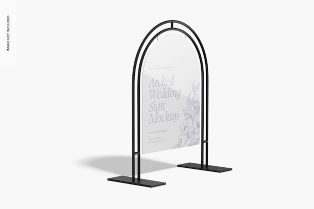 PSD arched wedding sign mockup, left view