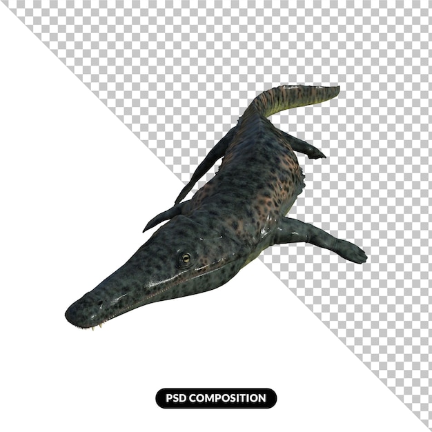 PSD archegosaurus dinosauro isolato rendering 3d