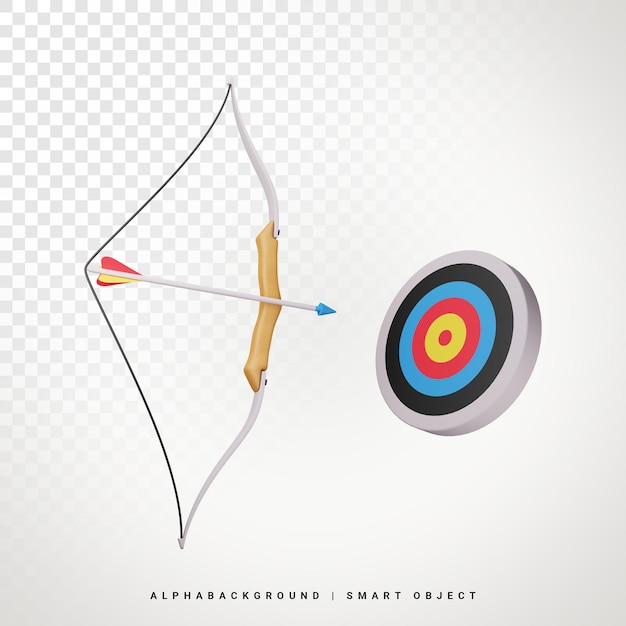 PSD illustrazione 3d di tiro con l'arco