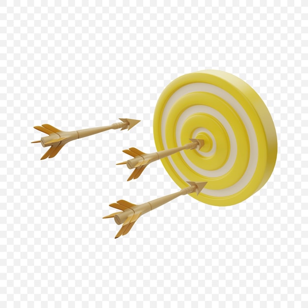 Archery arrow business goal and success icon isolated 3d render illustration