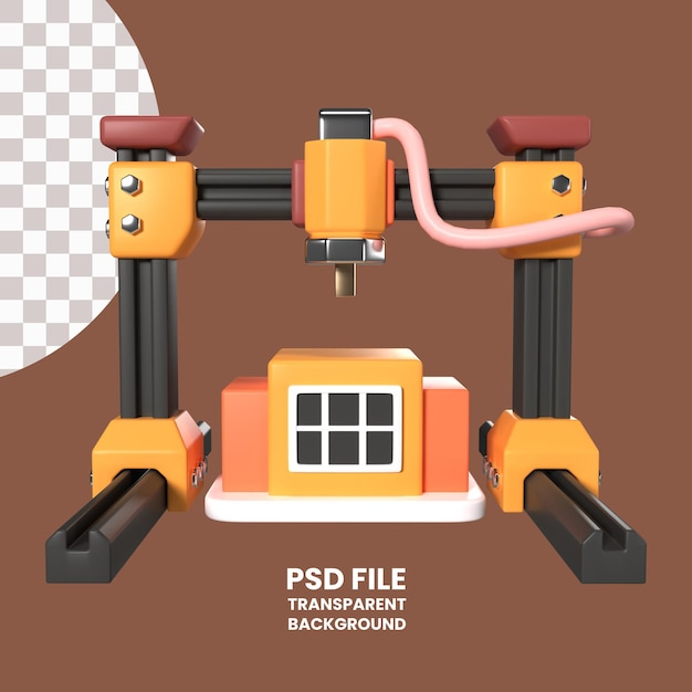 PSD architecture 3d printer 3d illustration icon