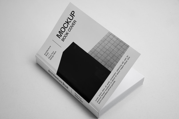 PSD architecture book in studio mockup