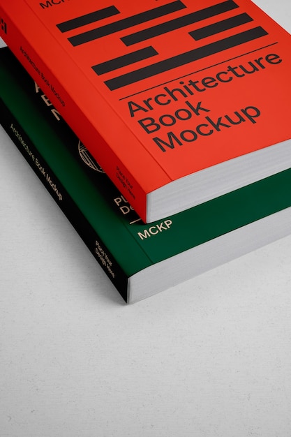 PSD architecture book in studio mockup