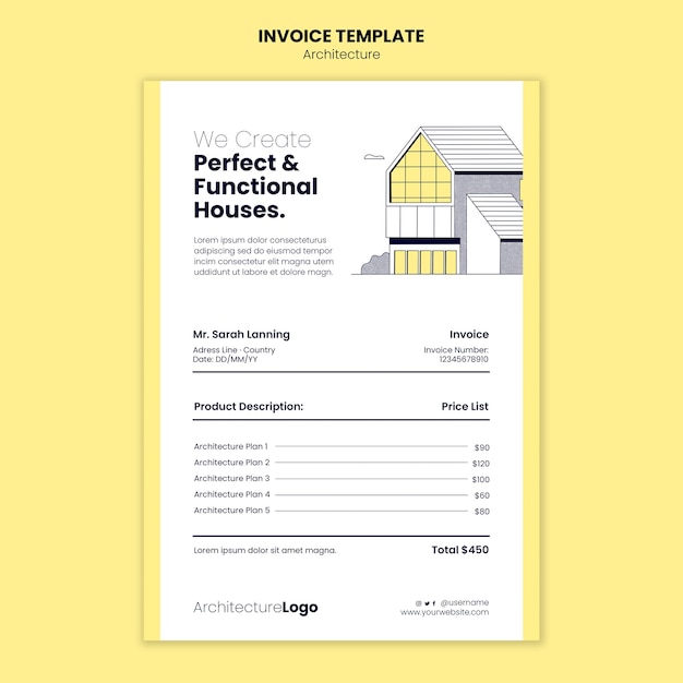 Architecture and building invoice template